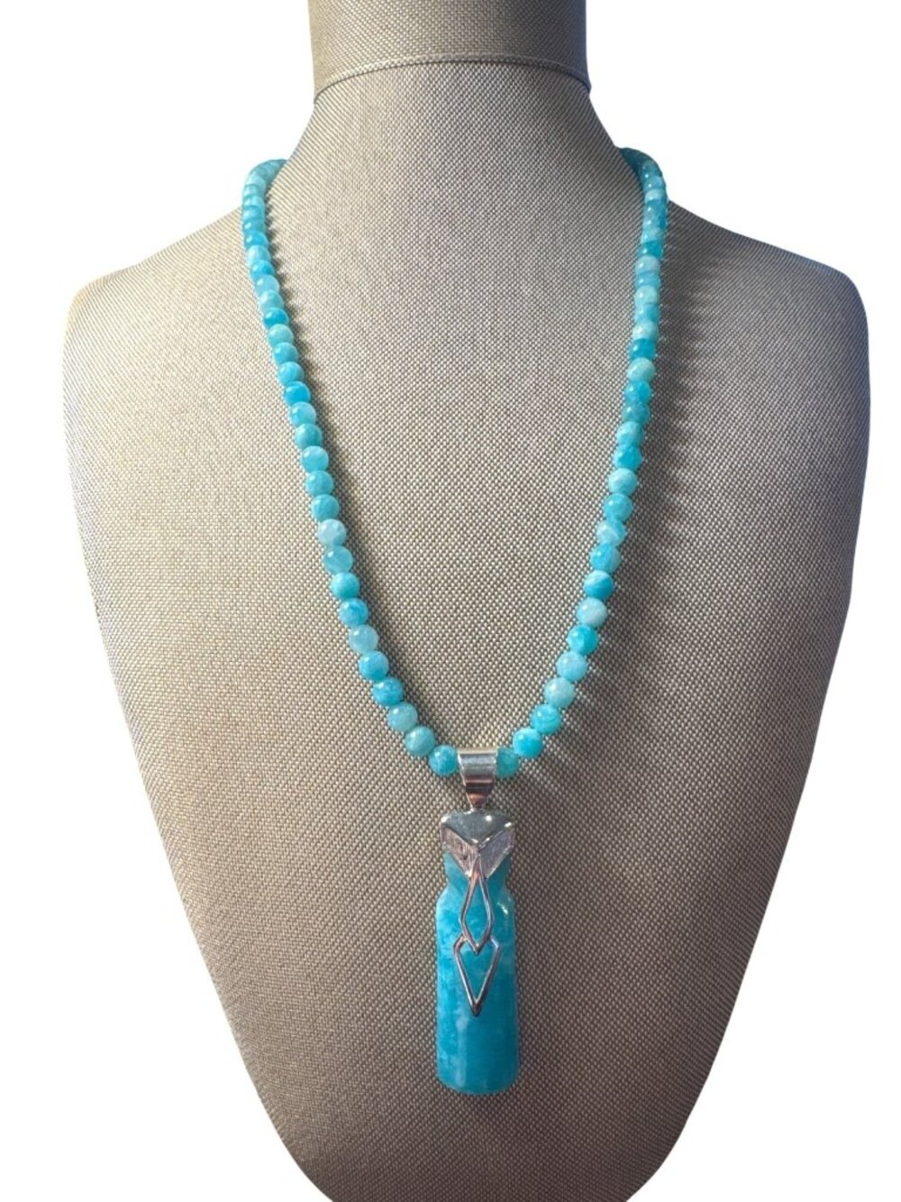 Jay King DTR 925 Sterling Silver Amazonite Bead Pendant Necklace Coastal Style